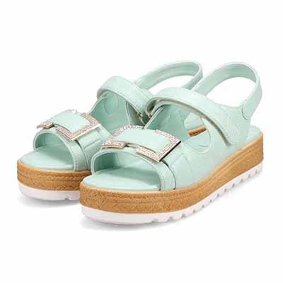 HIROKO KOSHINO FEMME モードなキルティングと輝くバックル。歩きやすさを兼ね備えたフットベッドサンダル　HRL6001 GREEN M　(23.0～23.5)