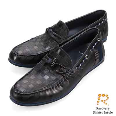 ランバンオンブルー LANVIN en Bleu 「Recovery Shiatsu Insole」搭載で指圧効果により血行をよくする。ローファースリップオンシューズ  LB1017XR BLACK 25.0