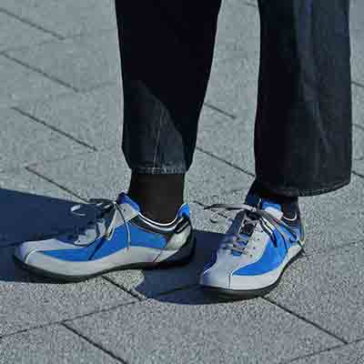 マドラス madras 特許 リカバリーメタインソール搭載  レザースニーカー　M500MT L-GRAY/L-BLUE 25.0