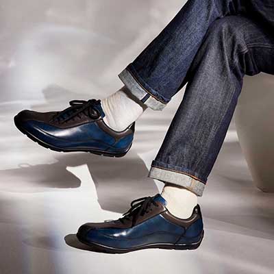 マドラス madras 特許 リカバリーメタインソール搭載シューズ  レザースニーカー　M502MT GRAY/NAVY 25.0