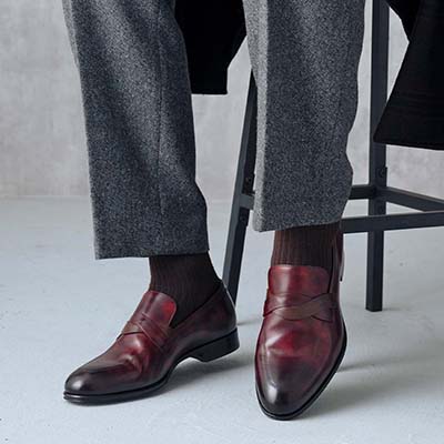 マドラス madras 特許 リカバリーメタインソール搭載シューズ  ベルト付きユーチップスリッポンドレスシューズ　M621MT BURGUNDY/D-BROWN 25.0