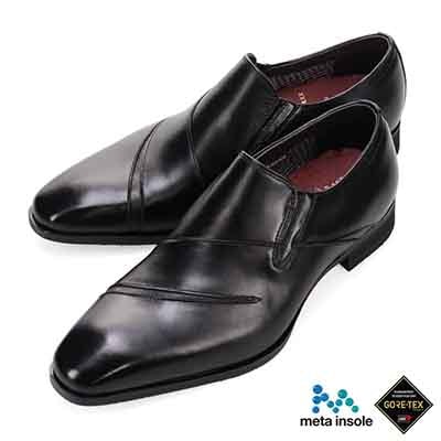 【GORE-TEX】マドラス madras 特許 Recovery meta insole搭載シューズ　ゴアテックス スリッポンドレスシューズ　M717MT BLACK/BLACK 25.0