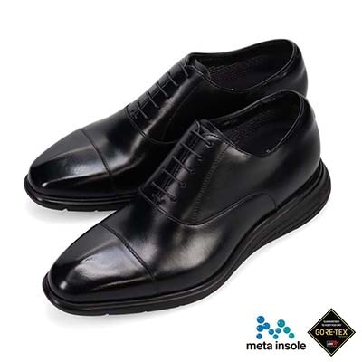 【GORE-TEX】マドラス madras 特許 リカバリーメタインソール搭載シューズ  内羽根ストレートチップドレスシューズ　M8831GMT BLACK 25.0