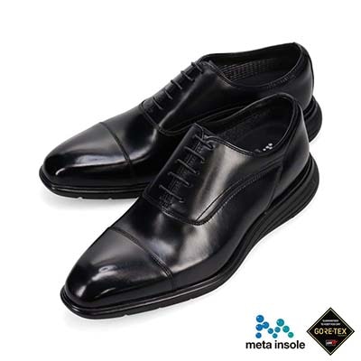 【GORE-TEX】マドラス madras 特許 リカバリーメタインソール搭載シューズ  内羽根ストレートチップドレスシューズ　M8832GMT BLACK 25.0
