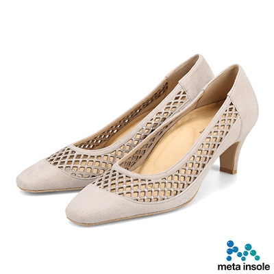 マドラス madras 特許 リカバリーメタインソール搭載 5.5cmヒール のカットワークデザインパンプス　MAL9123MT L-GRAY-S 23.0