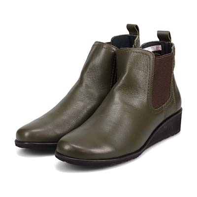 【抗菌加工】ミッシー デ ミッシー missy des missy しっとり＆ソフトなさわり心地が特徴の牛革を使用した ショート丈 サイドゴアブーツ  MMD4631A KHAKI 23