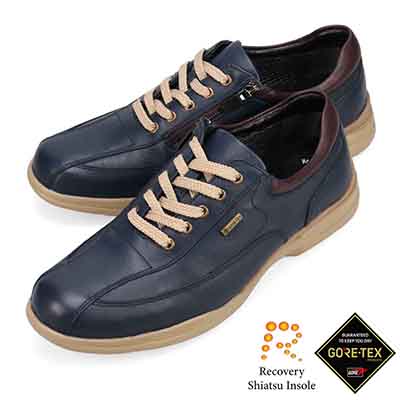 【GORE-TEX】マドラスウォーク madras Walk 「Recovery Shiatsu Insole」搭載で指圧効果により血行をよくする。　全天候快適 ゴアテックス　レースアップタウンカジュアルシューズ　MW7400R NAVY 25.0