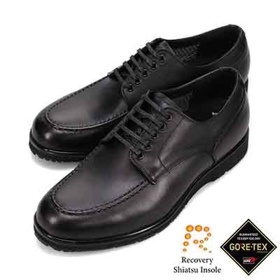 【GORE-TEX×防滑】madras Walk「Recovery Shiatsu Insole」搭載　指圧効果により血行をよくする。ゴアテックス搭載  防滑  幅広4E ラウンド 外羽根ユーチップドレスカジュアルシューズ　MW7410HR BLACK 25.0
