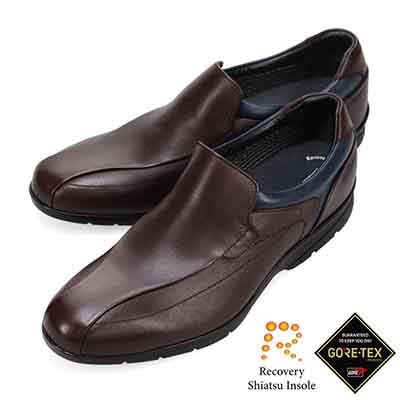 【GORE-TEX】マドラスウォーク madras Walk 「Recovery Shiatsu Insole」搭載で指圧効果により血行をよくする。　全天候快適な ゴアテックススリッポン・カジュアルシューズ　MW7702AR	 D-BROWN/NAVY 25.0