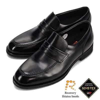 【GORE-TEX】マドラスウォーク madras Walk 「Recovery Shiatsu Insole」搭載で指圧効果により血行を115％促進。 ゴアテックス スリッポンローファー MW7824R BLACK 25.0