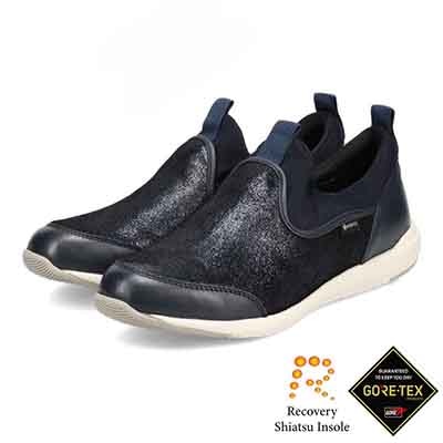 【GORE-TEX】マドラスウォーク madras Walk 「Recovery Shiatsu Insole」搭載で指圧効果により血行をよくする。スニーカー感覚で普段履きにもピッタリ！ さまざまなスタイルにも合うスリッポンスニーカー  MWL1006R NAVY-M 23.0