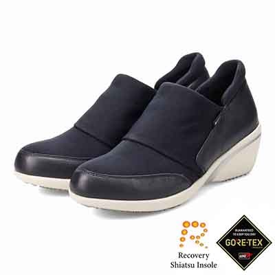 【GORE-TEX】マドラスウォーク madras Walk 「Recovery Shiatsu Insole」搭載で指圧効果により血行をよくする。 シンプルなデザインでさまざまなスタイルに合わせやすい！通勤・きれい目 ゴアテックススリッポンスニーカー MWL1008R NAVY 23.0