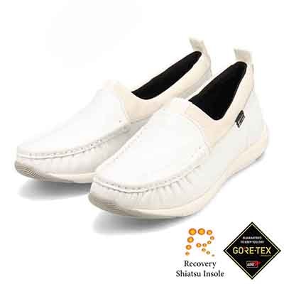 【GORE-TEX】マドラスウォーク madras Walk 「Recovery Shiatsu Insole」搭載で指圧効果により血行をよくする。ゴアテックス・モカシンスリッポンシューズ　MWL1021R WHITE 23.0