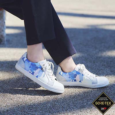 【GORE-TEX】マドラスウォーク madras Walk  マルチプリントレースアップ レザースニーカー  MWL1022B GRAY-PR 23.0