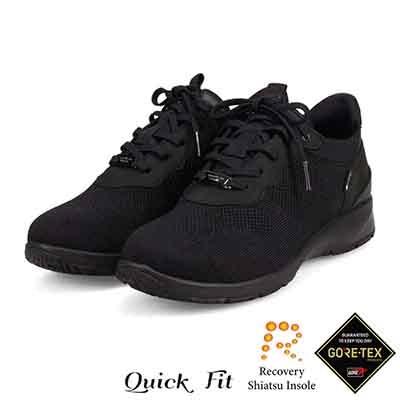【GORE-TEX】マドラスウォーク madras Walk 「Recovery Shiatsu Insole」搭載で指圧効果により血行をよくする。カジュアルレースアップクイックフィットスニーカー  MWL1035R BLACK 23.0