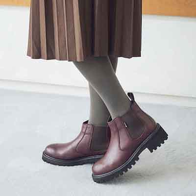 【GORE-TEX】マドラスウォーク madras Walk 「Recovery Shiatsu Insole」搭載　指圧効果により血行をよくする。防滑×防水　4.5cmヒールのタンクソールサイドゴアブーツ MWL1048R BURGUNDY 23.0