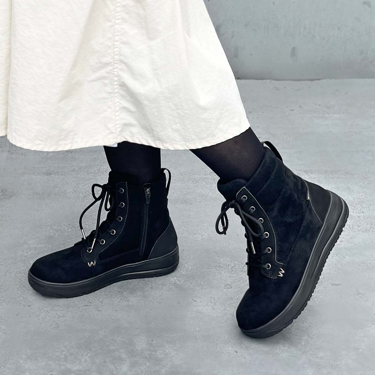 【GORE-TEX】マドラスウォーク madras Walk  厚底レースアップブーツ　MWL2235 BLACK 23.0