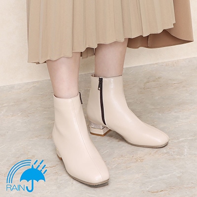 【撥水加工】テーン tehen ヒールがポイント♪トレンドのシンプルブーツ　TN1764 IVORY 23.0