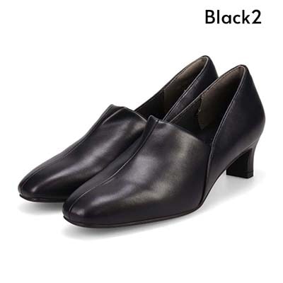 テーン tehen 柔らかなストレッチ素材が甲にやさしくフィット　甲深ストレッチパンプス  TN1781 Black2（ヒール部分：無地 黒合成皮革） 23.0