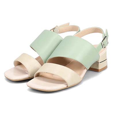 テーン tehen オシャレなヒールもポイント 甲深アシンメトリーカットサンダル　TN1794 BEIGE/C 23.0