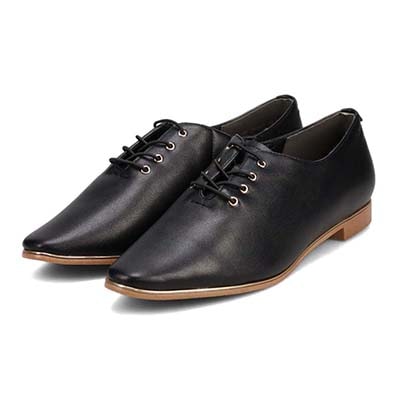 テーン tehen レースアップ ベーシックフラットパンプス　TN1801 BLACK 23.0