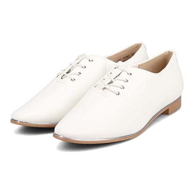 テーン tehen レースアップ ベーシックフラットパンプス　TN1801 WHITE 23.0