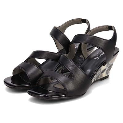 テーン tehen ステンドグラスウエッジヒールサンダル　TN1803 BLACK 23.0