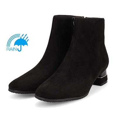 【撥水加工】テーン tehen すっきりキレイめ　ショートブーツ　TN1805 BLACK-SILKY 23.0