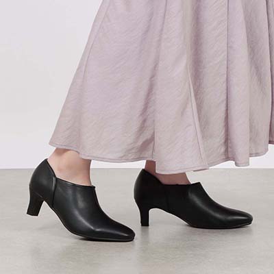 テーン tehen スクエアトゥ×5.5cmヒールで大人のきれいめスタイルに　すっきり美シルエットブーティ　TN5512 BLACK 23.0
