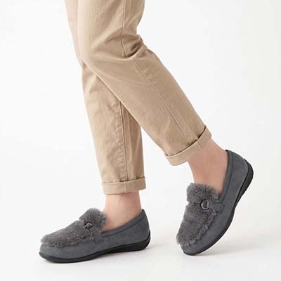 テーン tehen ビットとファー付きドライビングシューズ TN5704 GRAY 23.0