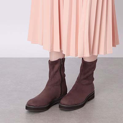 【撥水加工】テーン tehen  ビジュー付きソールで上品おしゃれ  3.5cmヒールで歩きやすい一足  カジュアルショートブーツ　TN6707 BLACK 23.0