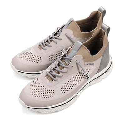 世界初のカバロス加工シリーズ　モデロ MODELLO カジュアルニットスニーカー　DM6523 GRAY/KHAKI M(25.0～25.5cm)