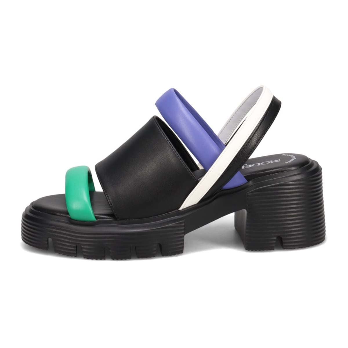 モデロ MODELLO 「リカバリーインソール」搭載で指圧効果により血行を115％促進。Recovery厚底ヒールサンダル　DML5053R BLACK/C 23.0