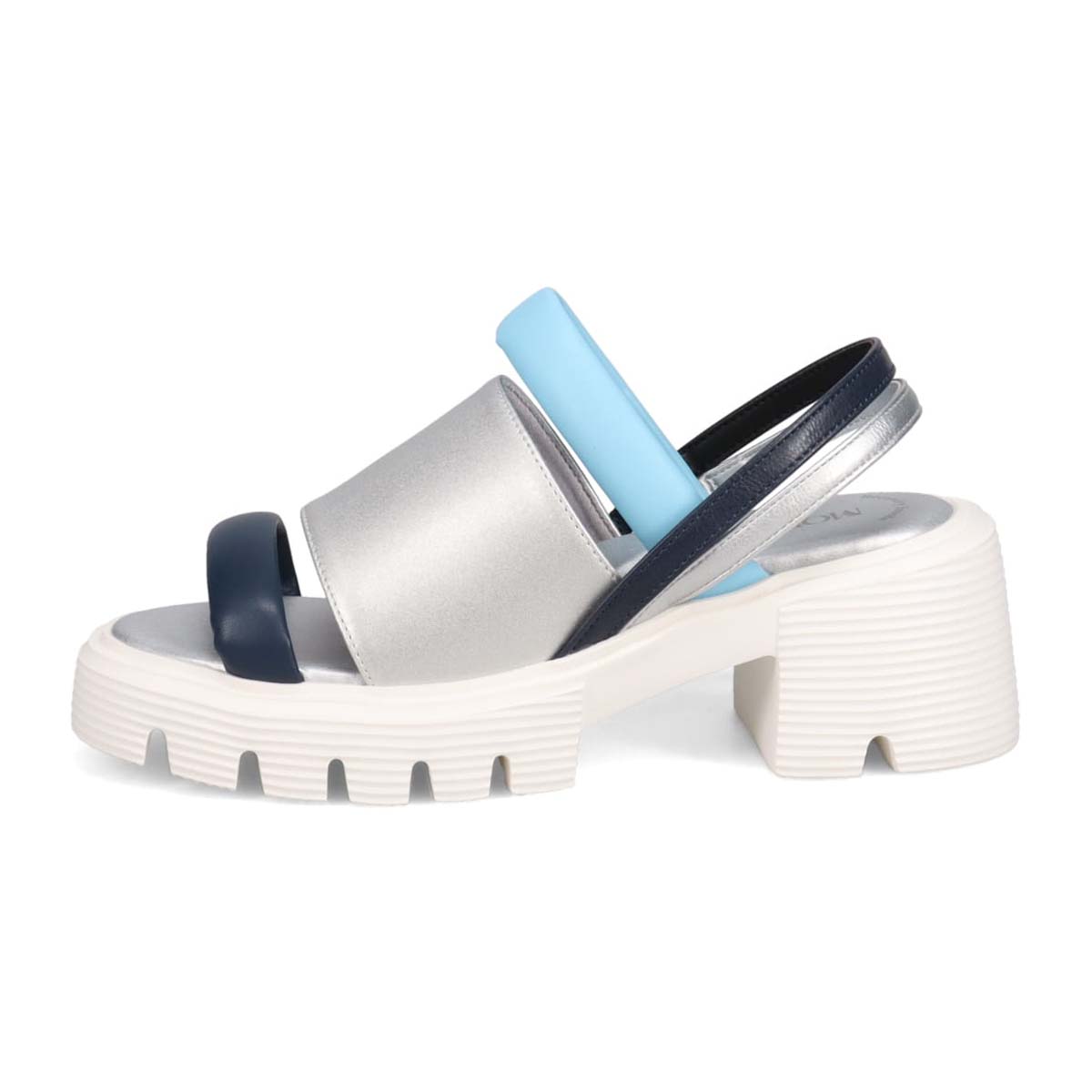 モデロ MODELLO 「リカバリーインソール」搭載で指圧効果により血行を115％促進。Recovery厚底ヒールサンダル　DML5053R SILVER/C 23.0