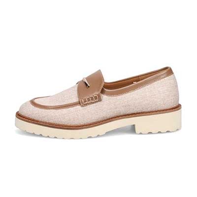 【撥水仕様】モデロ MODELLO 「リカバリーインソール」搭載で指圧効果により血行を115％促進。バー金具付き Recovery厚底ローファー　DML6061R BEIGE/C 23.0