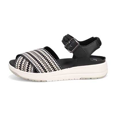 モデロ MODELLO 「リカバリーインソール」搭載で指圧効果により血行を115％促進。Recoveryクロスベルトプラットフォームサンダル　DML6064R BLACK/C 23