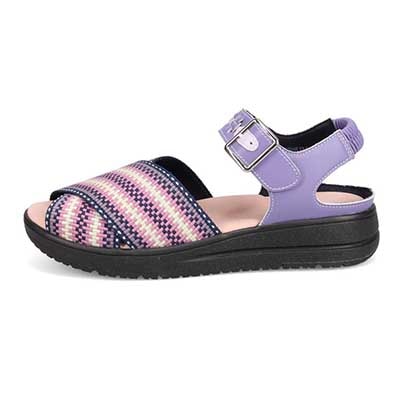 モデロ MODELLO 「リカバリーインソール」搭載で指圧効果により血行を115％促進。Recoveryクロスベルトプラットフォームサンダル　DML6064R PURPLE/C 23