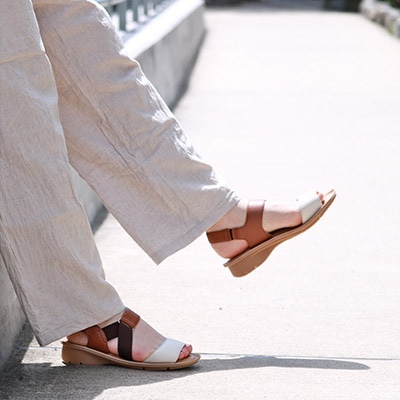 定番モールドソールで歩きやすく♪太めステッチがポイント♪カジュアルサンダル DML7115 BROWN-MULTI M　(23.0～23.5)