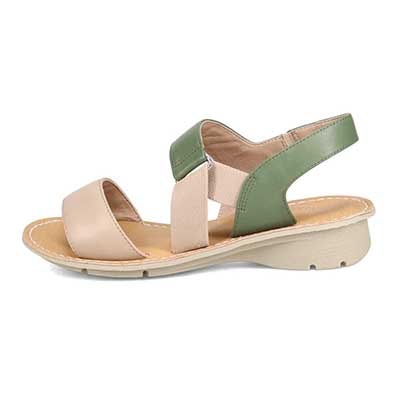 定番モールドソールで歩きやすく♪太めステッチがポイント♪カジュアルサンダル DML7115 GREEN/BEIGE M　(23.0～23.5)