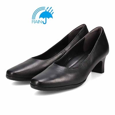 【撥水仕様】 ボロネーゼ製法で履き心地抜群♪スクエアトゥベーシックパンプス　DML7125A BLACK 23.0