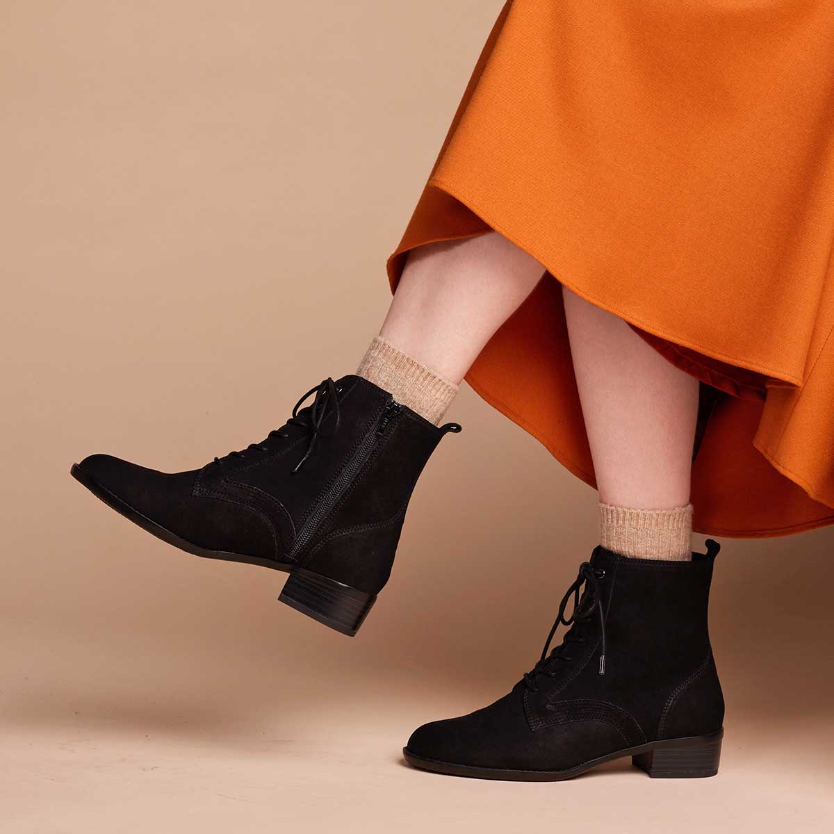  モデロ MODELLO 特許 metaインソール搭載 3.5cm 万能レースアップブーツ DML7151MT BLACK-SILKY 23.0