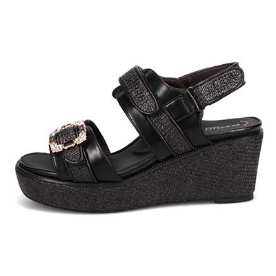 モデロ MODELLO 「リカバリーインソール」搭載で指圧効果により血行を115％促進。Recoveryエレガンスカジュアルサンダル　DML8830R BLACK M　(23.0～23.5)