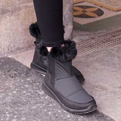 【防水仕様】エル スポーツ ELLESPORT BLACK LABELシリーズ　ファー付きブーツ　ESP12589 BLACK 23.0