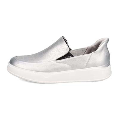 【4cm4時間防水設計】エル スポーツ ELLESPORT  スッと履けるクイックフィット　レイン仕様  スリッポンスニーカー　ESP12592 SILVER 23.0