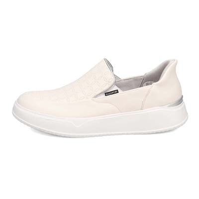 【4cm4時間防水設計】エル スポーツ ELLESPORT  スッと履けるクイックフィット　レイン仕様  スリッポンスニーカー　ESP12592 WHITE 23.0