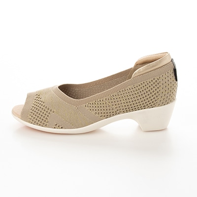 エル スポーツ ELLESPORT 軽量ニットウエッジオープントゥシューズ ESP12714 BEIGE 23.0