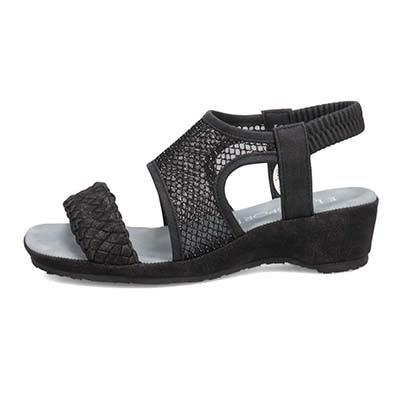 エル スポーツ ELLESPORT メッシュ調ウェッジサンダル　ESP12740 BLACK 23.0