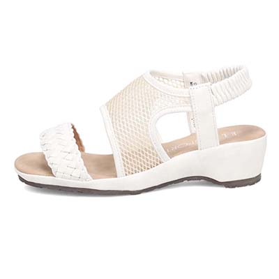 エル スポーツ ELLESPORT メッシュ調ウェッジサンダル　ESP12740 WHITE-METALLIC 23.0