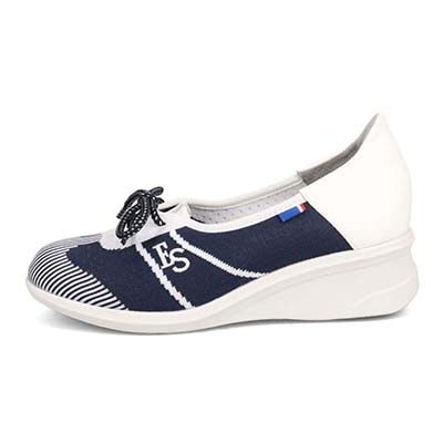 エル スポーツ ELLESPORT ニットショートレースアップシューズ　ESP14709 NAVY/WHITE 23.0