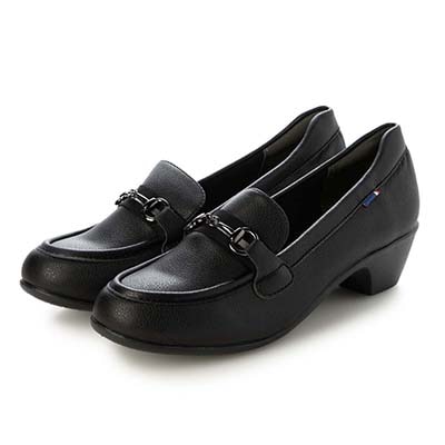 エル スポーツ ELLESPORT  ウェッジヒールで歩きやすい♪足馴染み抜群のソフトストレッチ素材  ビットローファー　ESP14710 BLACK 23.0